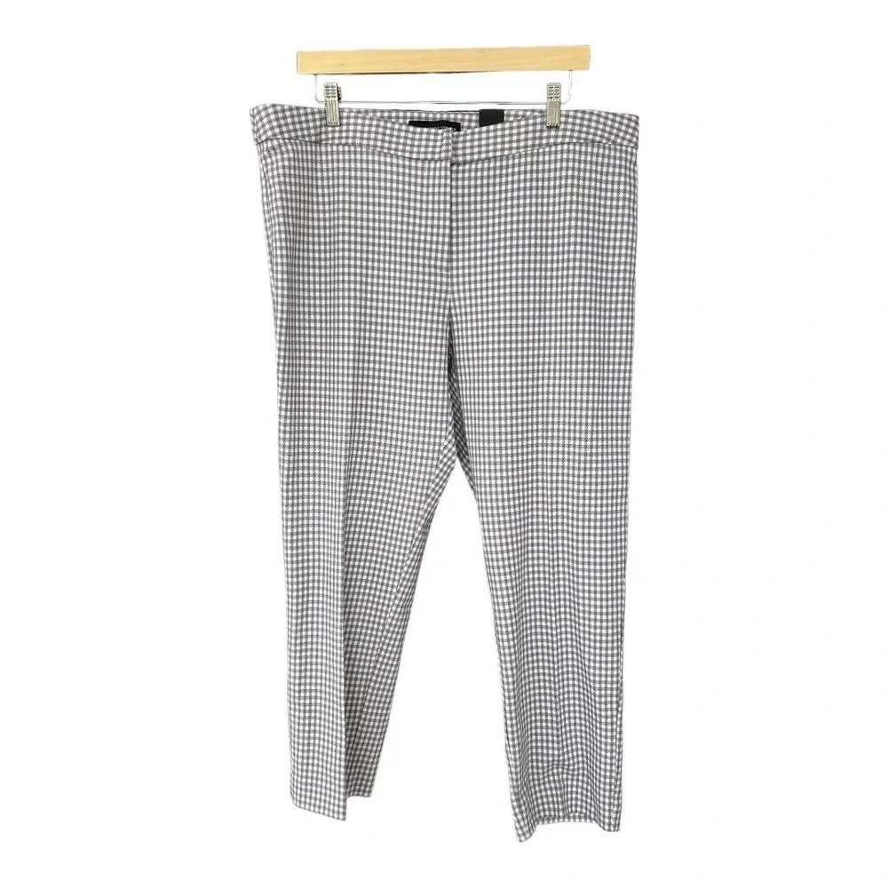 NWT Amanda + Chelsea Comfort Waist Tan White Gingham Ponte Dress Pants Size 16W